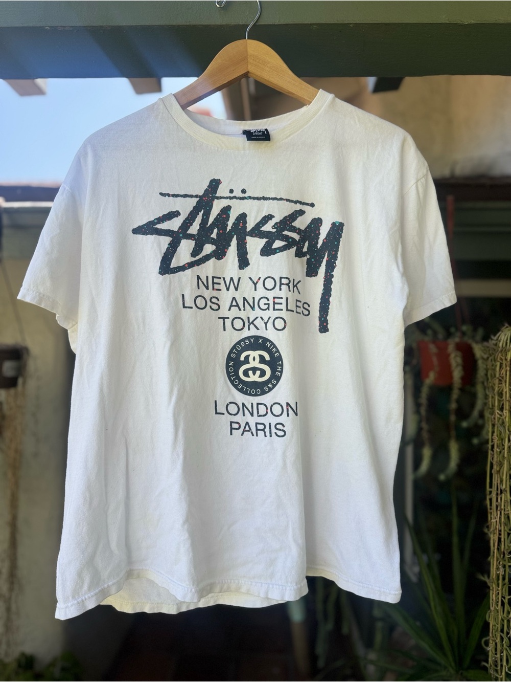 Vintage Rare Colored Polka Dot Stussy World Tour Graphic T-Shirt Size L Mexico